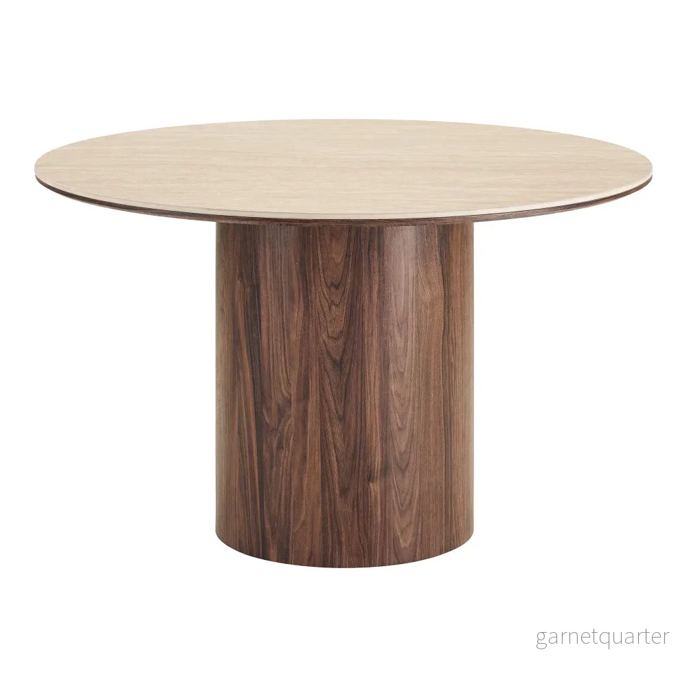 House Nordic Delphi matbord – travertin/mörkbrun, Ø120 cm