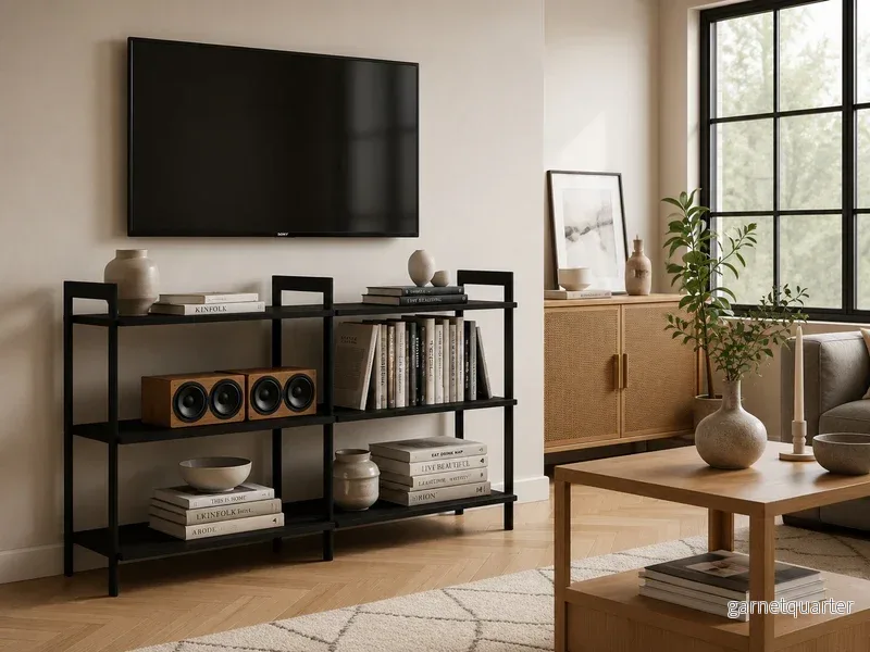 Hylla AXIS – 143 × 45 × 94 cm, svartlackerat