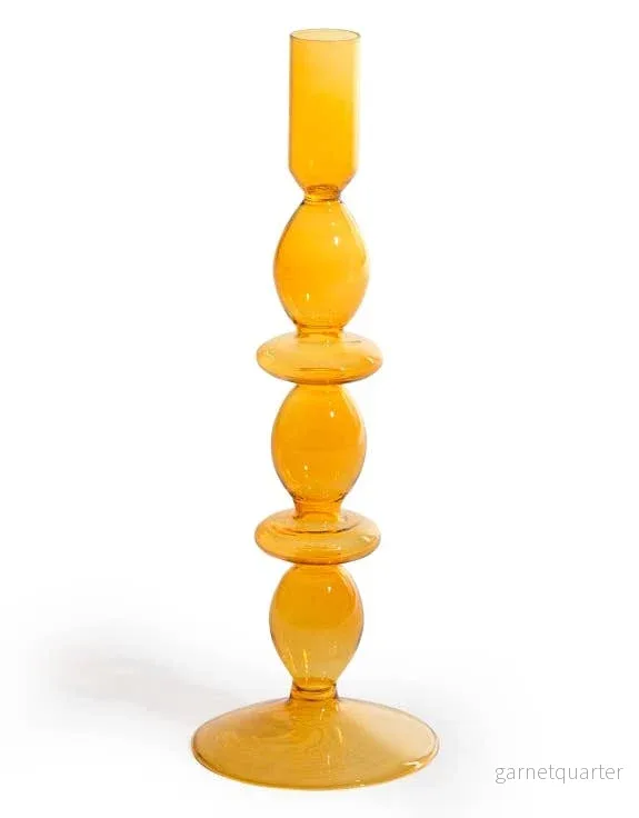 Ljusstake i Orange/Bärnstensfärgat Glas