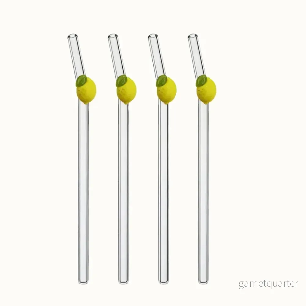 Glassugrör med citrondetalj (1 st) - Bild 2