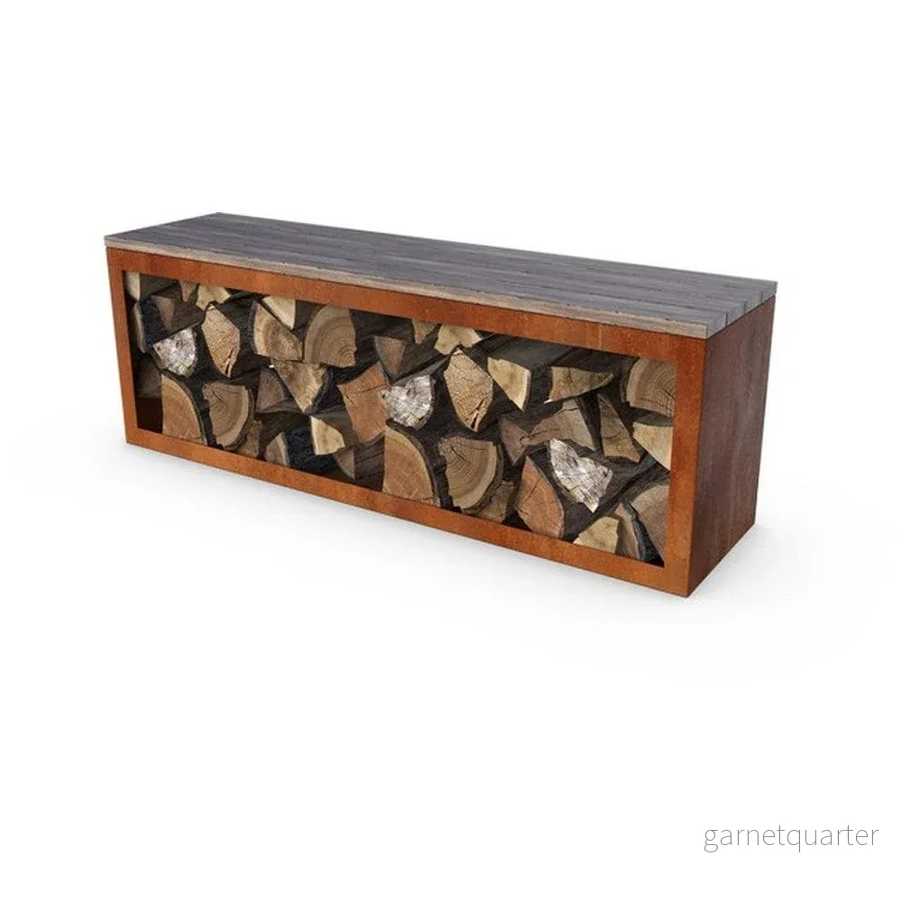 Geroba Vedförvaringsbänk Egura Corten 150x38x50cm