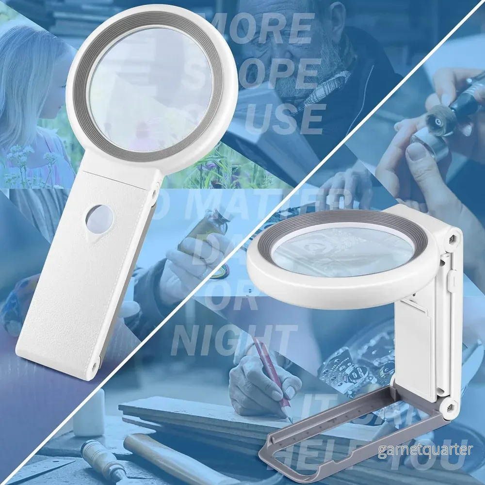 Premium läsförstoringsglas x10 med kraftfull förstoring och LED-belysning. Fria händer! - Bild 2