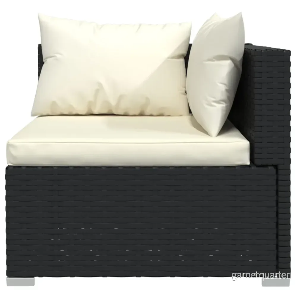 NNEVL 13-delars loungeset med dynor – Svart polyrattan/crème - Bild 3