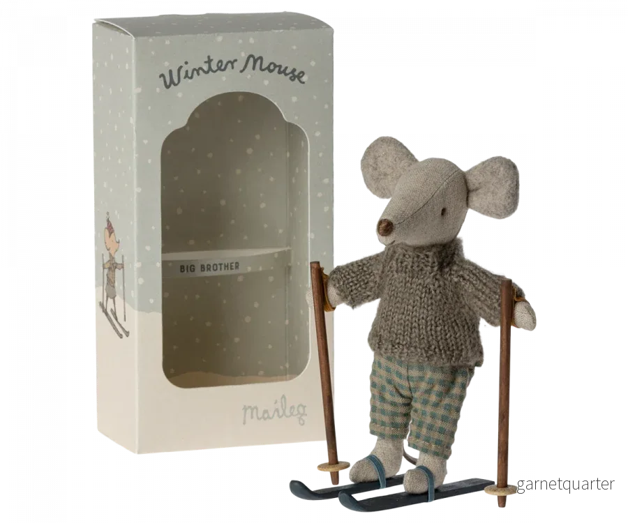 Maileg Winter Mouse With Ski Set Big Brother - Bild 3