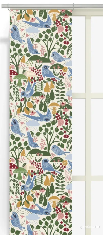 Arvidssons Textil Fågel blå Panelgardin 2-pack Arvidssons Textil Fågel blå Panelgardin 2-pack