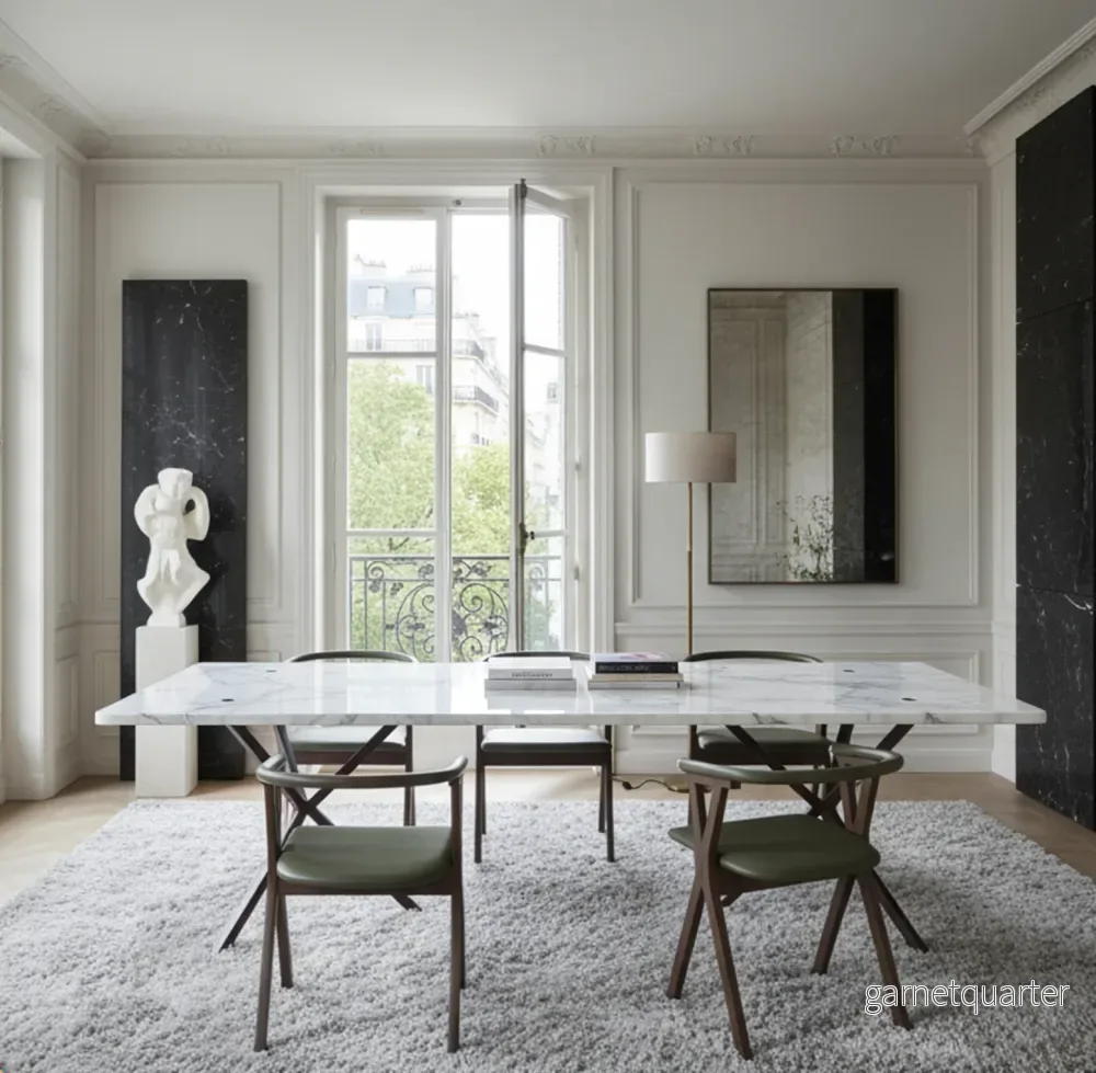 NEB Rectangular Table With Top In Carrara Marble NEB Rectangular Table With Top In Carrara Marble