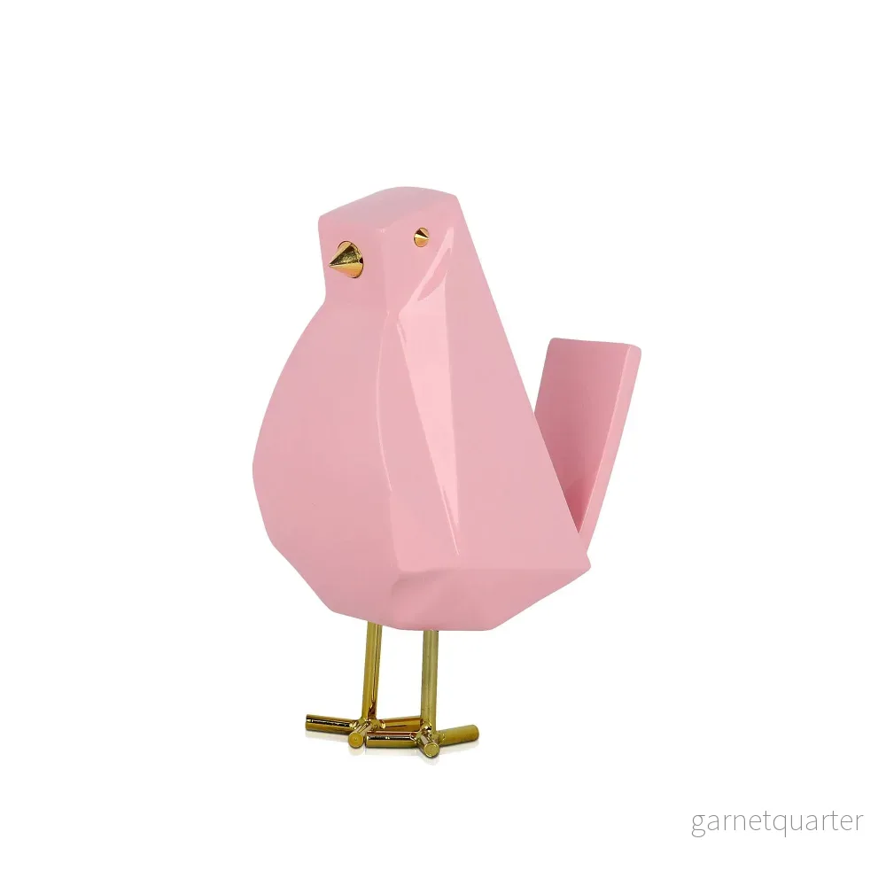 Modern Fågel - Skulptur i Lackerat Harts - Rosa - Bild 3