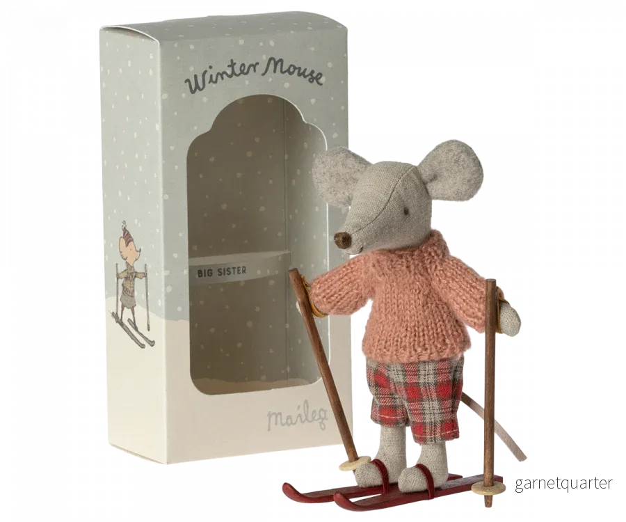 Maileg Winter Mouse With Ski Set Big Sister - Bild 2