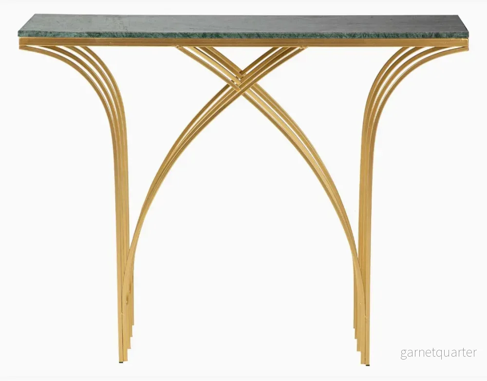 Konsolbord i Grön Marmor & Guld – Elegant Design - Bild 3
