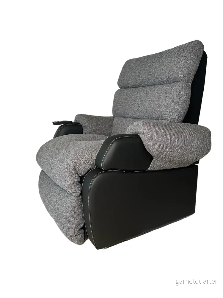 XXL COCOON” vil-/loungefåtölj. 65 cm. Lyft-/sänkfunktion. GRÅ textil/SVART konstläder (PU) - Bild 2