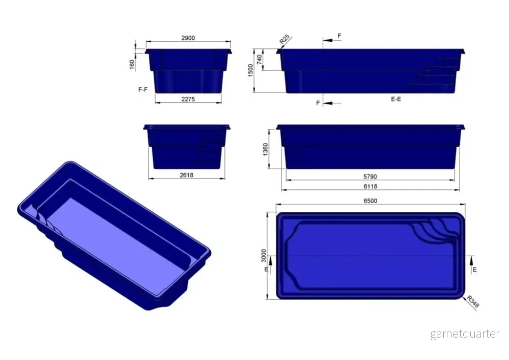 Glasfiberpool Fegen 6,50m x 3,00m x 1,50m - Bild 3