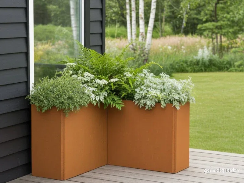 Vinklad blomlåda i cortenstål EDGY 117 × 117 × 40 × 80 cm - Bild 3
