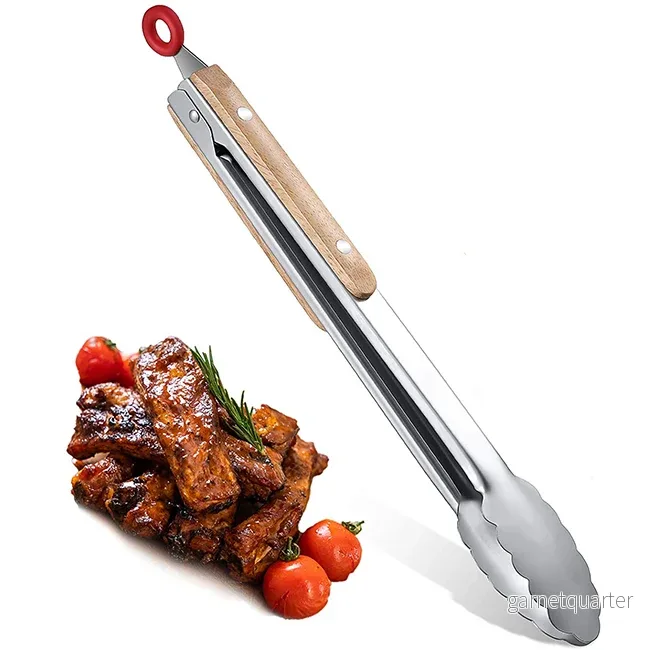 Grilltång i Rostfritt Stål med Trähandtag - Bild 2
