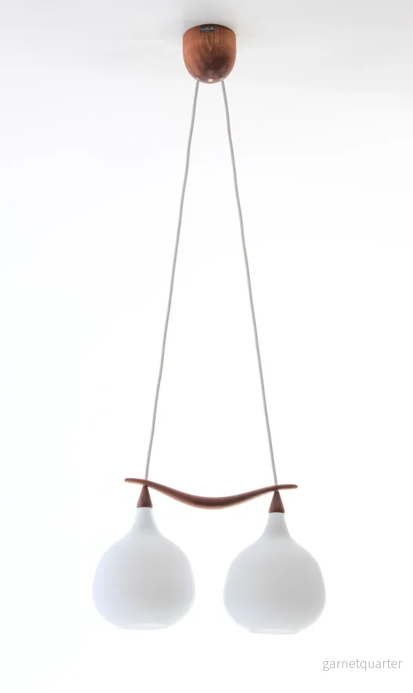 Taklampa Luxus Duo i teak design Uno & Östen Kristiansson 1956 Nr A33 Taklampa Luxus Duo i teak design Uno & Östen Kristiansson 1956 Nr A33