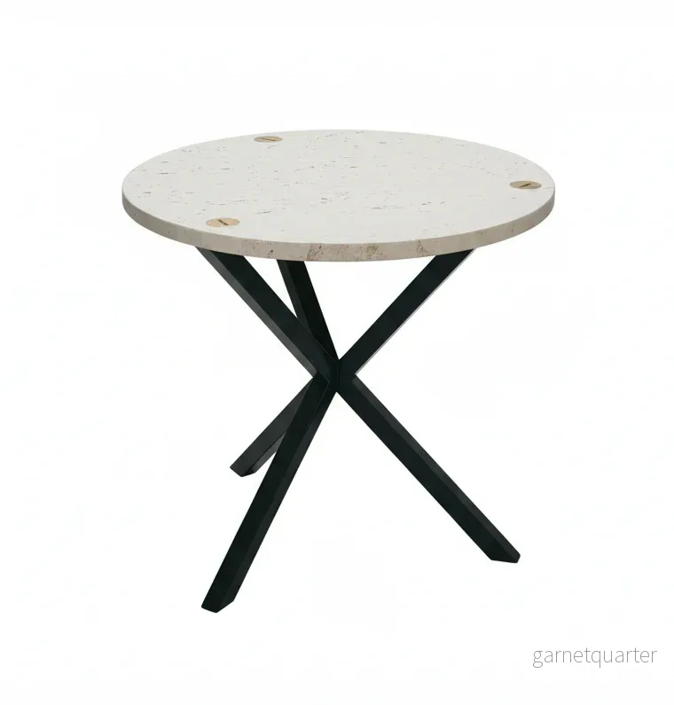 NEB Round Side Table With Top In Travertine - Bild 2