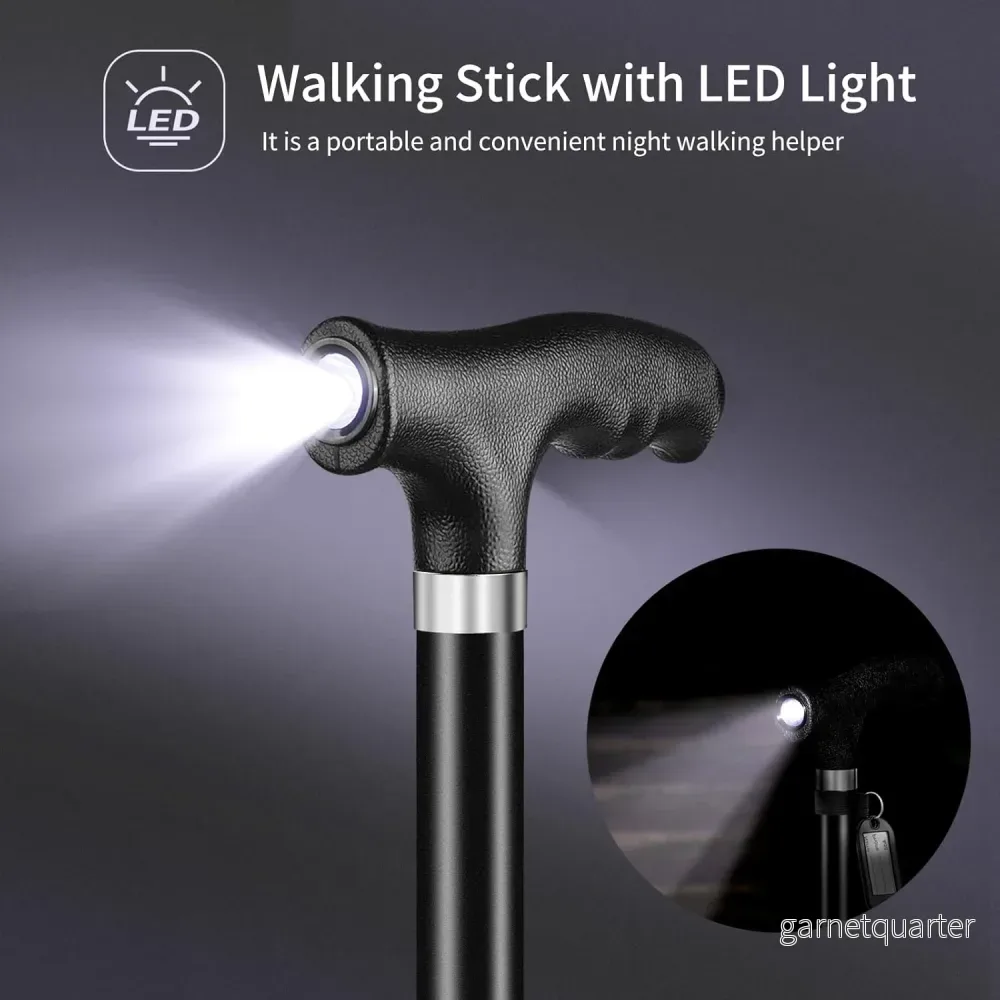 FOLDBAR LED-KÄPP – Elegant och praktisk svart gångkäpp med LED-ljus. Höjdjusterbar. FOLDBAR LED-KÄPP – Elegant och praktisk svart gångkäpp med LED-ljus. Höjdjusterbar.