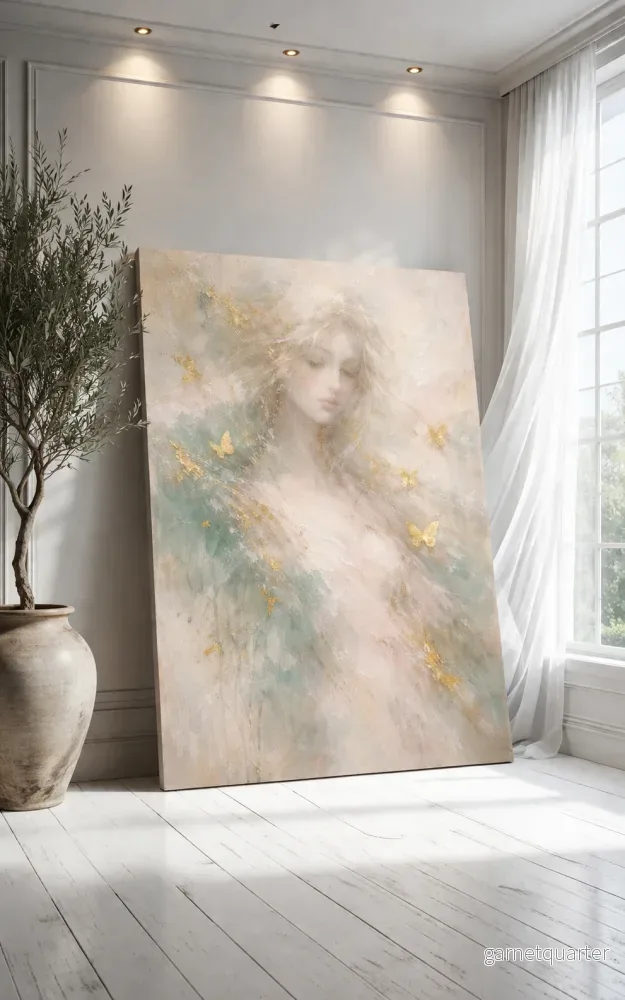 CELISTEA ISARIA -Canvas Tavla – Drömsk Kvinnlig Siluett med Gyllene Detaljer | Celistea Atelier - Bild 2