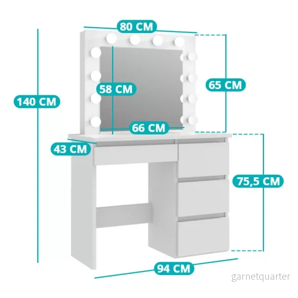 Sminkbord Barcelona Vit Outlet - Bild 3