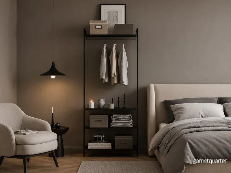 Garderobssystem AXIS – 72 × 205 cm, svartlackerat, hylla med klädstång + 3 hyllor - Bild 3