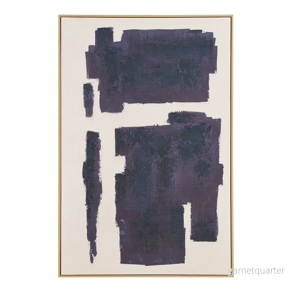 House Nordic Edna canvastavla med handmålade detaljer beige/blå 100 × 150 cm