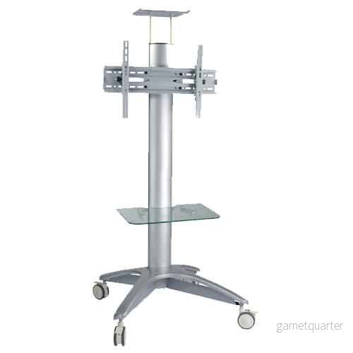 Wolff Mount TV-golvstativ med hjul | Upp till 65 tum | Silver | Höjdjusterbar | Universell | VESA 600×400