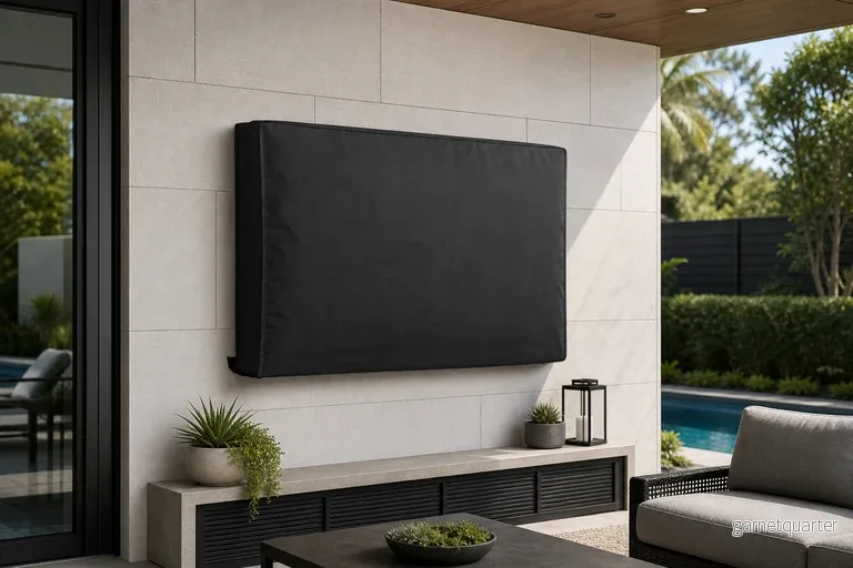 TV-skydd för utomhusbruk | 60" - 65" | Utmärkt kvalitet Oxford-tyg | Separat fack för fjärrkontroll | Svart - Bild 2