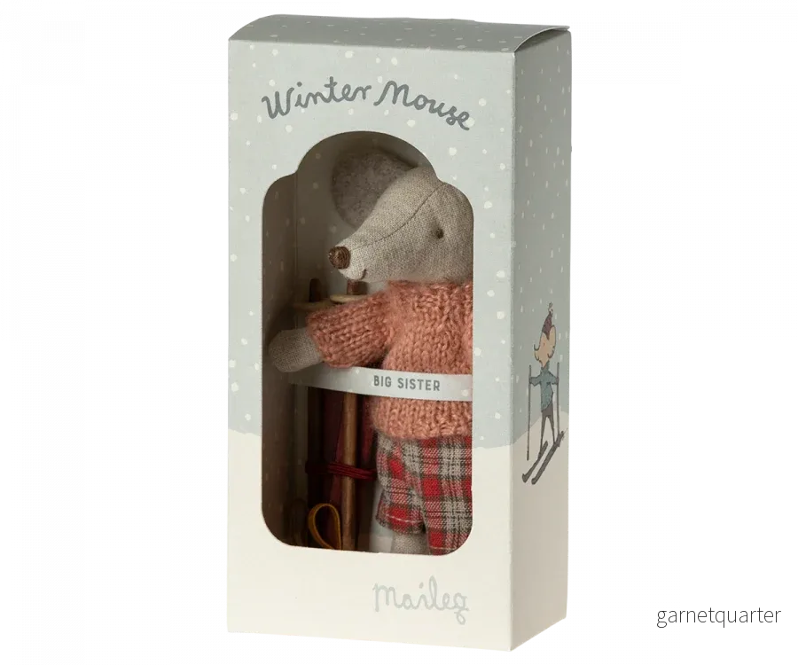 Maileg Winter Mouse With Ski Set Big Sister - Bild 3