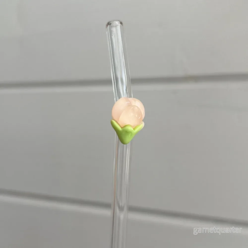 Glassugrör med blomma - Bild 3