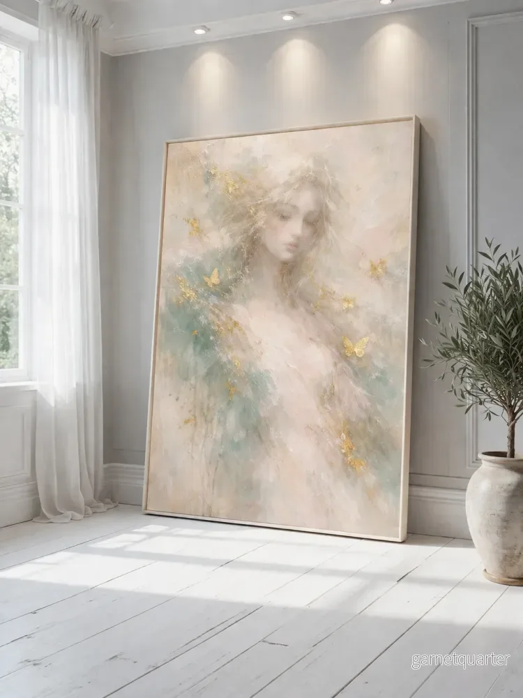 CELISTEA ISARIA -Canvas Tavla – Drömsk Kvinnlig Siluett med Gyllene Detaljer | Celistea Atelier - Bild 3