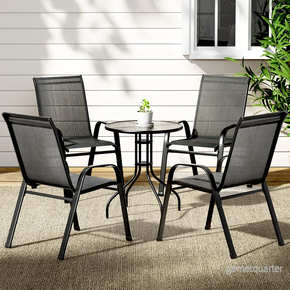 NNEDSZ Gardeon 5-delars bistroset – Bord + 4 stapelbara stolar (svart) NNEDSZ Gardeon 5-delars bistroset – Bord + 4 stapelbara stolar (svart)