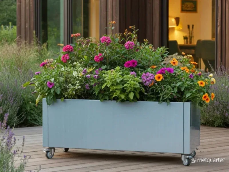 Blomlåda i galvaniserat stål CUBY 120 x 40 x H40 cm - Bild 3