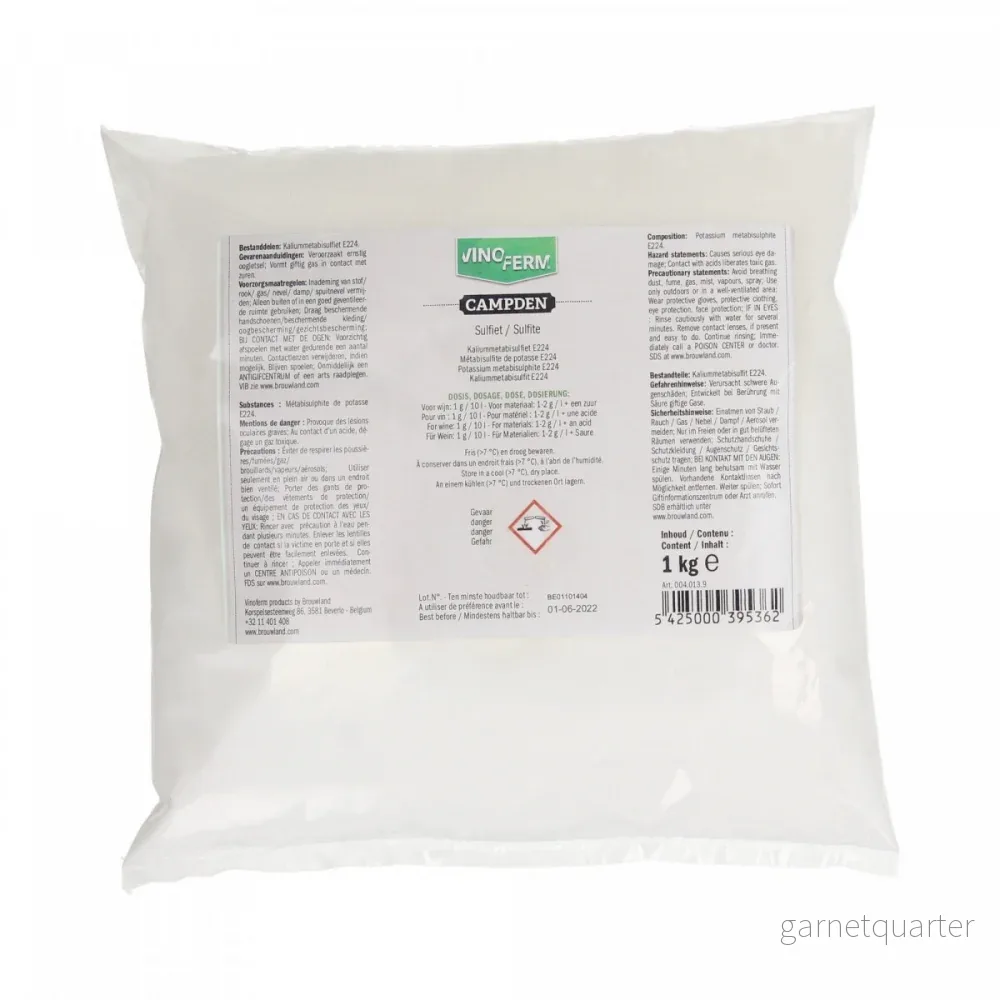 Vinoferm Campden 1kg – (kaliummetabisulfit)