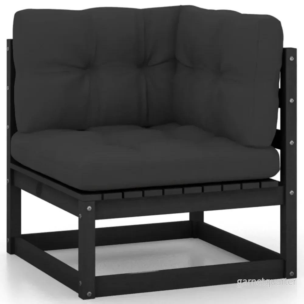 NNEVL 7-delars loungeset i svart furu med dynor - Bild 2