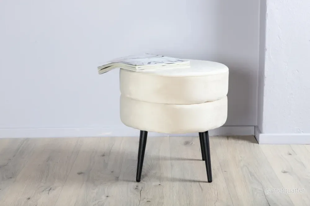 Pot puff/fotpall, ljusbeige