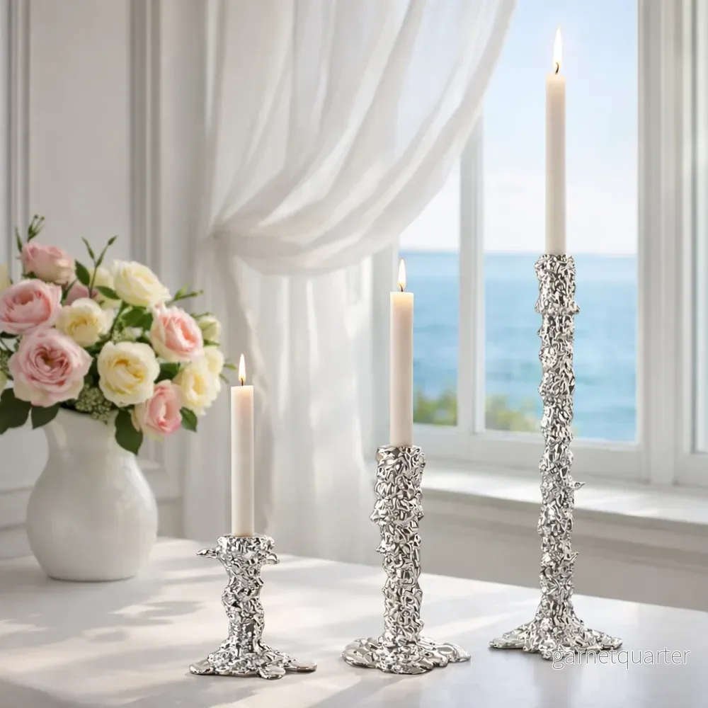 CELISTEA ÉCLAT COLLECTION SET -Silverfärgad ljusstake – modern skulptural design i resin - Bild 2