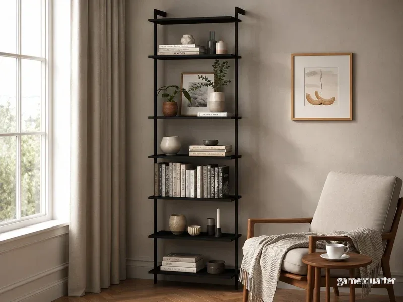 Garderobssystem AXIS – 52 × 205 cm, svartlackerat, 7 hyllor - Bild 3