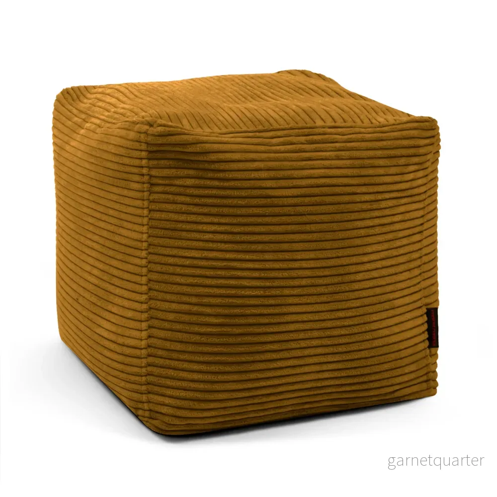 Fyrkantig sittpuff manchester – Sittpuff Up! Waves Mustard - Bild 2