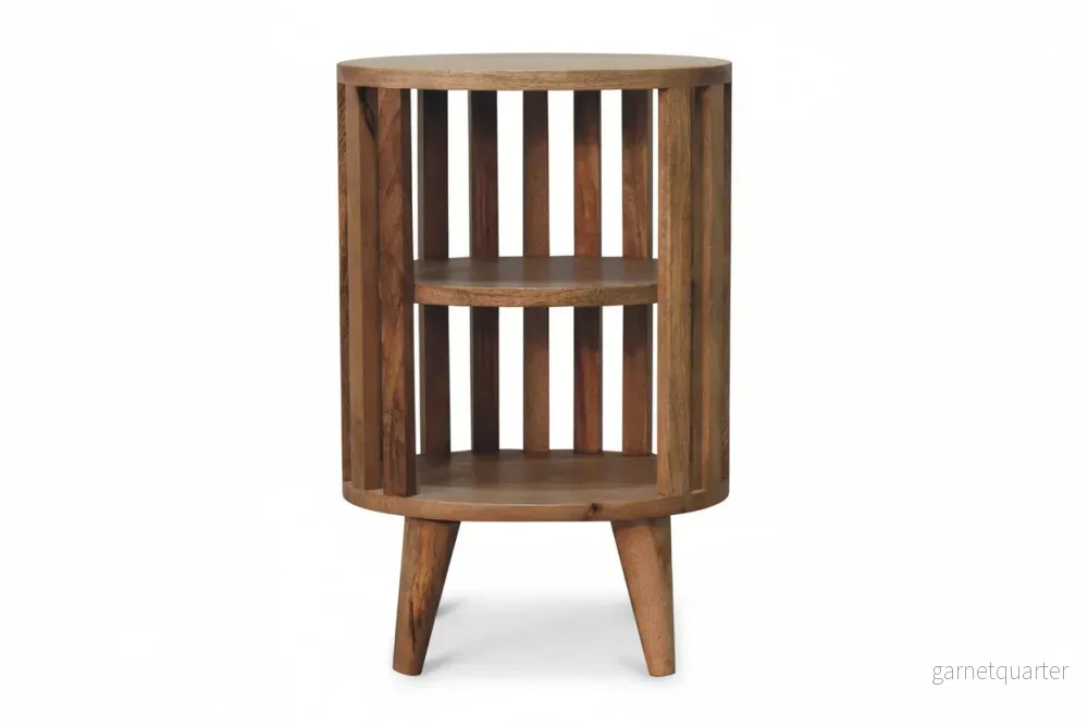 Ariella Double Shelf sängbord | Massivt mangoträ, varm ekfinish - Bild 2