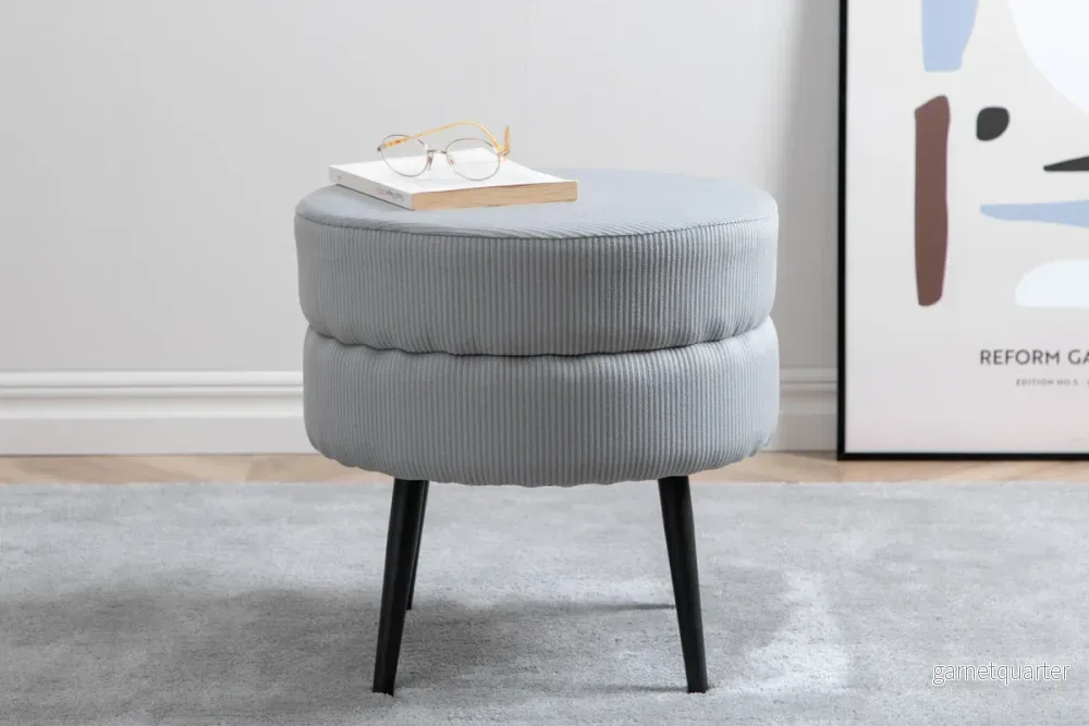 Pot puff/fotpall, grå - Bild 3