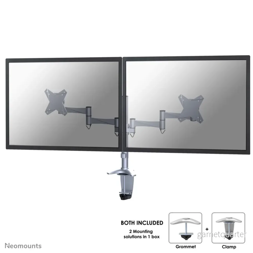 Neomounts FPMA-D1330D silver är ett skrivbordsfäste för 2 platta skärmar upp till 27 tum (69 cm). Neomounts FPMA-D1330D silver är ett skrivbordsfäste för 2 platta skärmar upp till 27 tum (69 cm).
