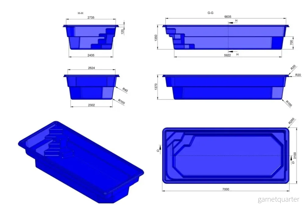 Glasfiberpool Glan 7,00m x 3,10m x 1,35m - Bild 3
