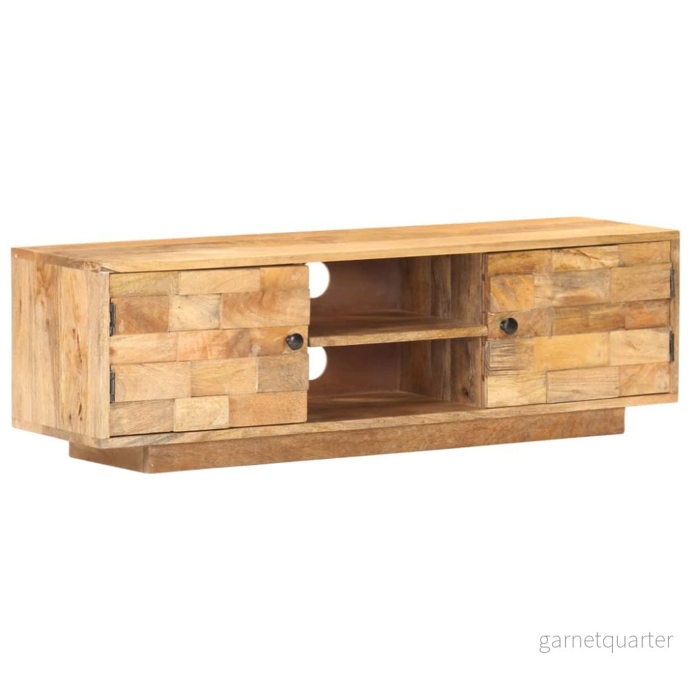 NNEVL TV-skåp 116×30×35 cm – Massiv mangoträ, 2 dörrar NNEVL TV-skåp 116×30×35 cm – Massiv mangoträ, 2 dörrar