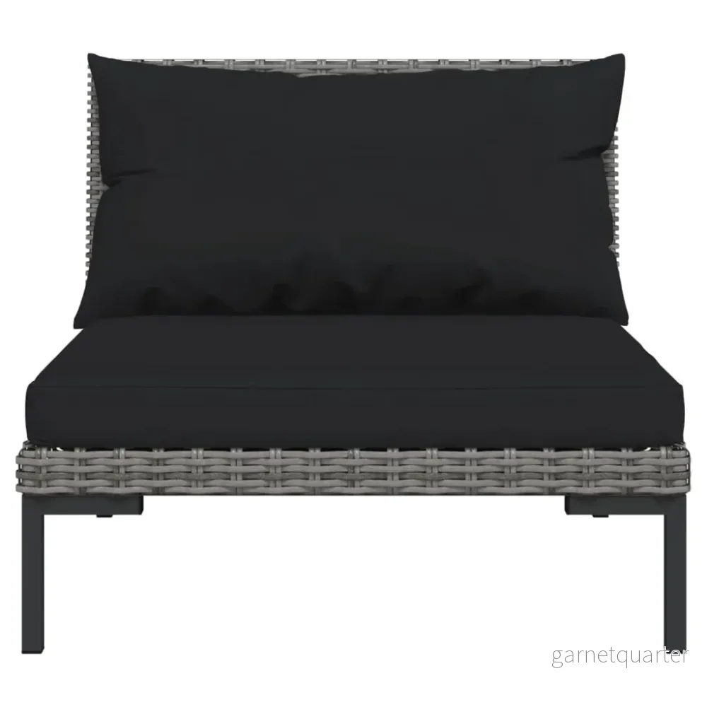 NNEVL 4-delars loungeset i mörkgrå polyrattan med dynor - Bild 2