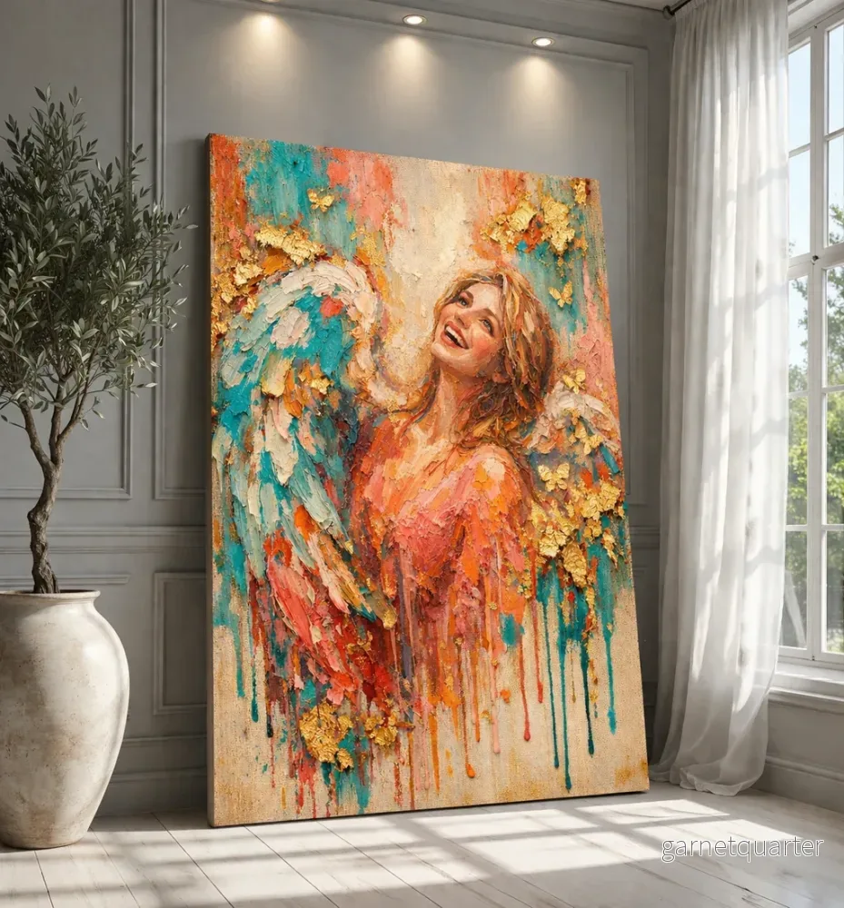 CELISTEA SIENNE - Färgstark canvas tavla med ängel motiv – Premium tryck på duk |Celistea Atelier - Bild 2