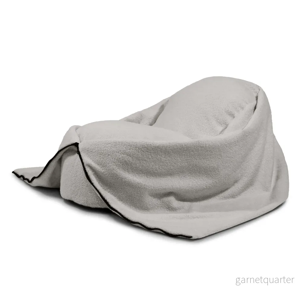 Sittsäck Cocoon 80 Teddy White Grey – Barnfåtölj grå