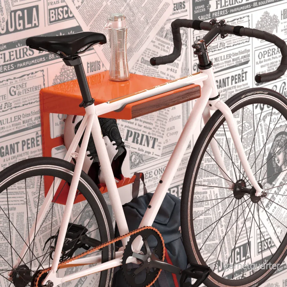 Wolff Mount Metallisk Väggfäste för Racercykel Dutch Orange med Förvaringshylla Wolff Mount Metallisk Väggfäste för Racercykel Dutch Orange med Förvaringshylla