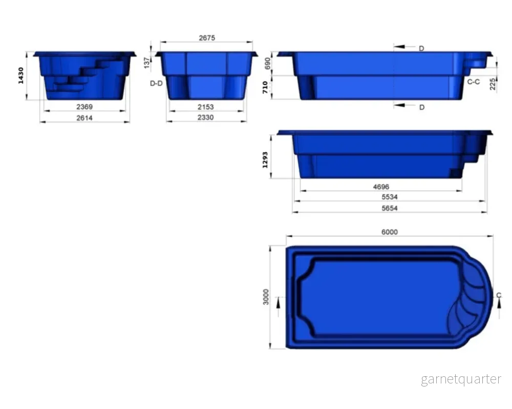 Glasfiberpool Roxen 6,00m x 3,00m x 1,40m - Bild 3