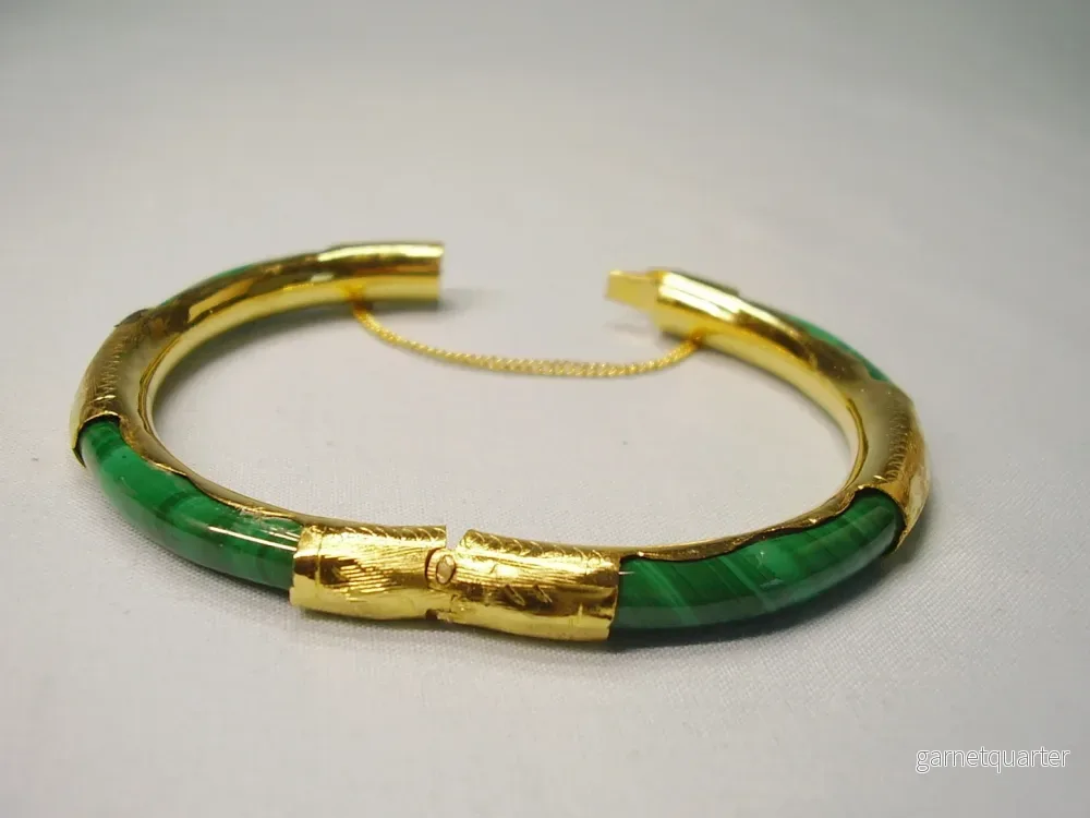 Vintage Armband - Malakit och Gulmetall - Bild 2