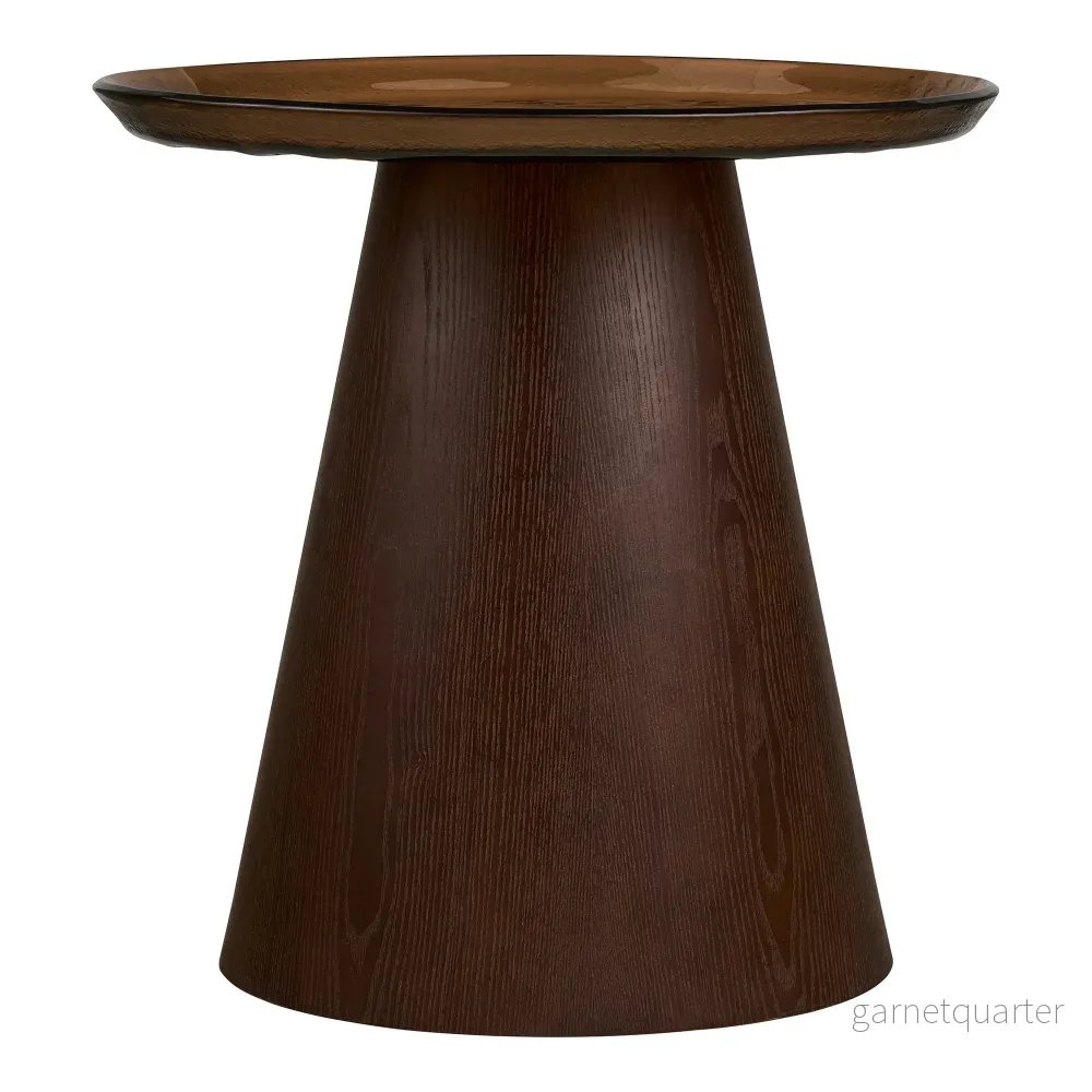 House Nordic Orvieto sidobord Ø50 cm – mörkbrun/glas - Bild 2