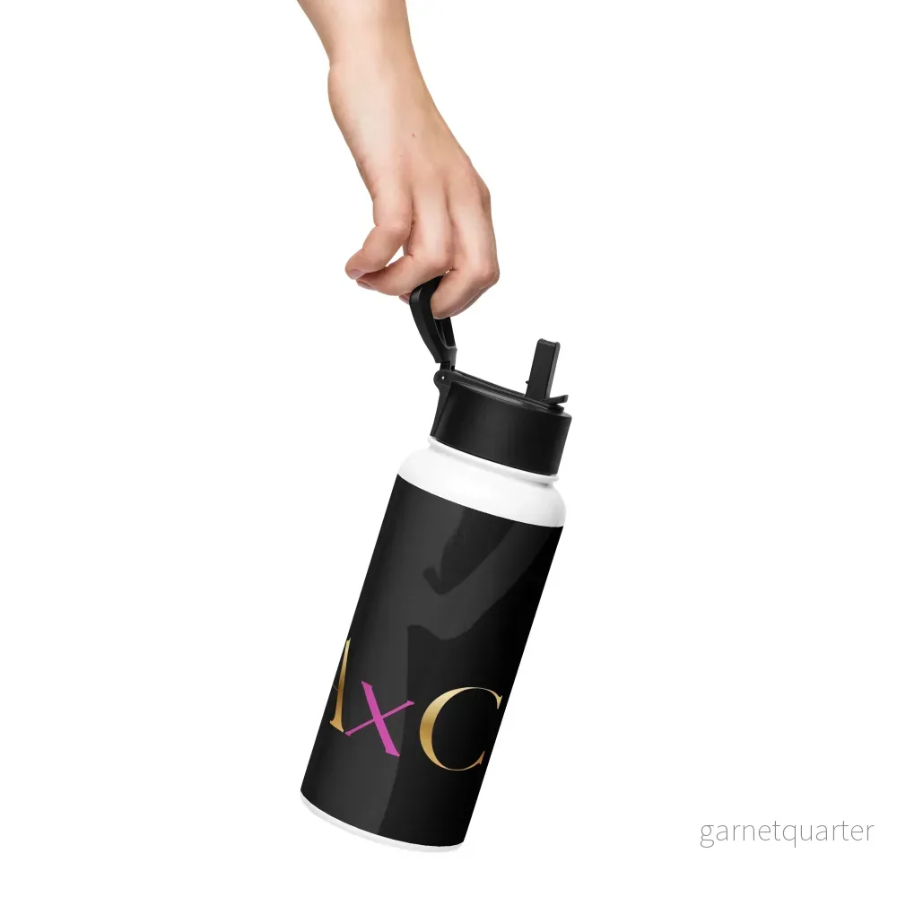 GINAxC - Gold Logo with Silhouette - Stainless steel water bottle with a straw lid - Bild 2